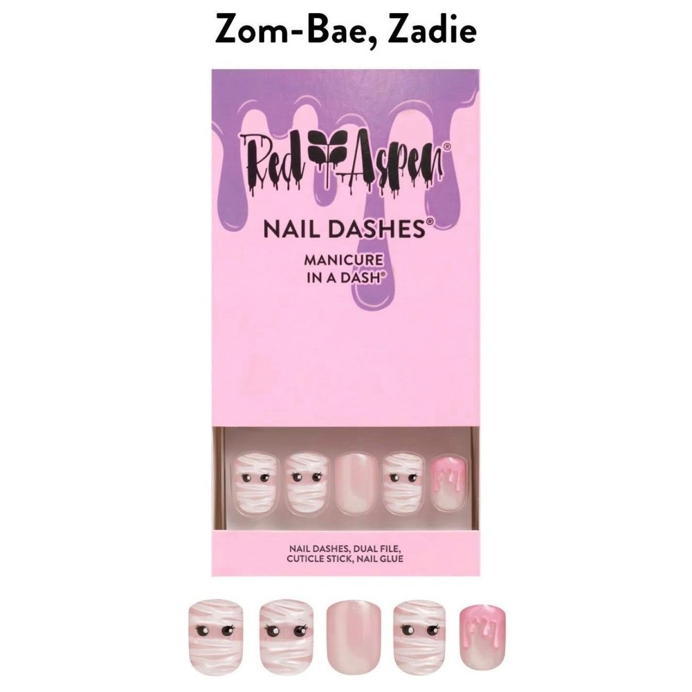 Red Aspen Nail Dashes Zom-Bae Zadie Mummy Halloween PressOn Nails Short Square